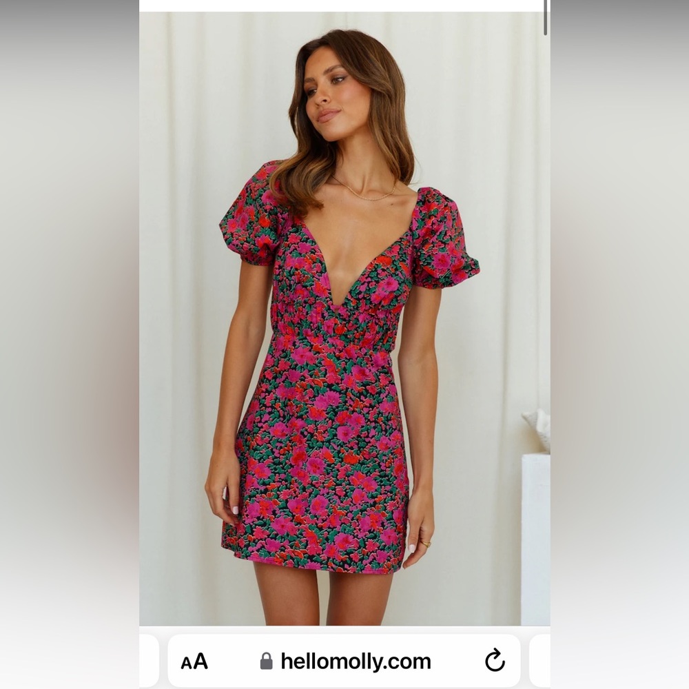 Hello Molly Fuchsia & Emerald Floral Mini Dress